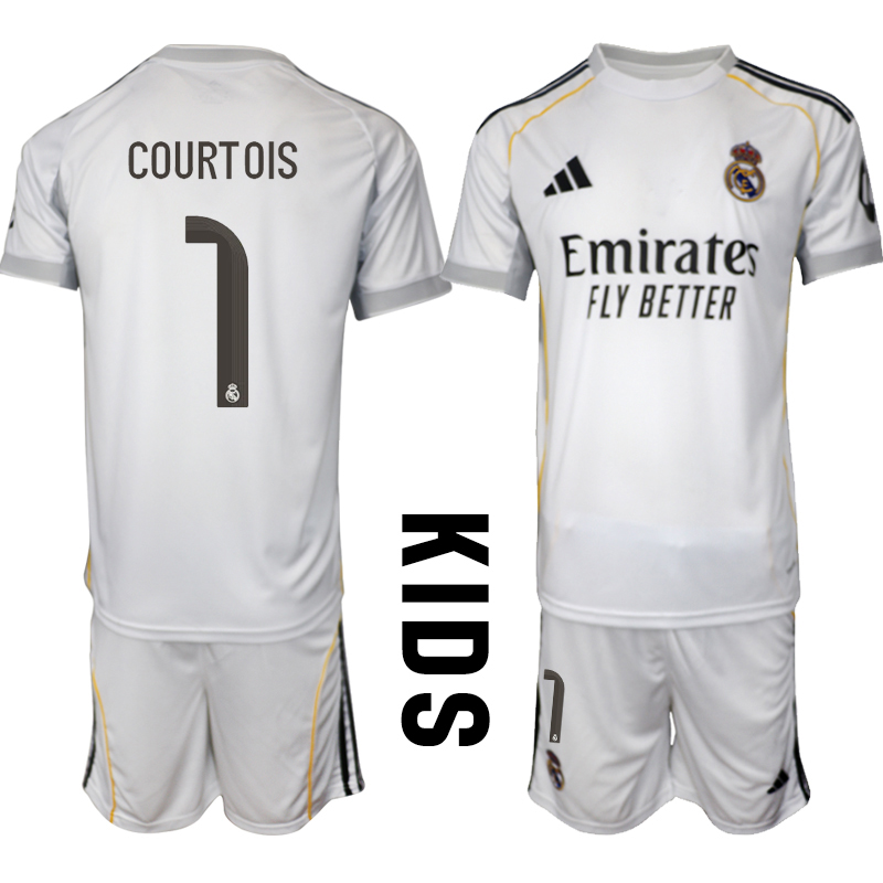 Youth 2025-2026 Club Real Madrid home white #1 Soccer Jersey  01->youth soccer jersey->Youth Jersey